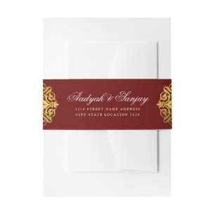 Bandeau De Faire-part Élégant Mariage indien Mandala Burgundy Gold