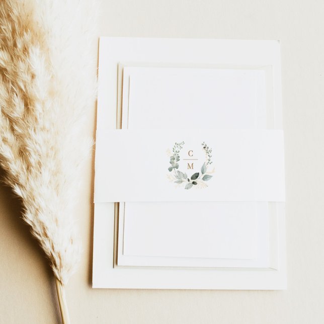 Bandeau De Faire-part Élégant Mariage initial verdure et or (Créateur téléchargé)