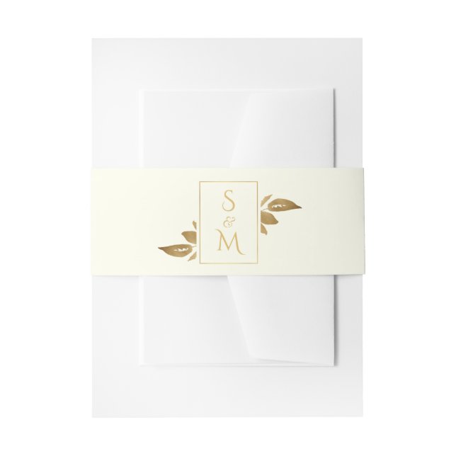 Bandeau De Faire-part Élégant Mariage minime de feuillage ivoire blanc o (Devant example)