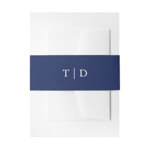 Bandeau De Faire-part Élégant mariage moderne bleu marine monogramme