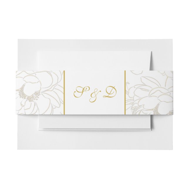 Bandeau De Faire-part Élégant Mariage Monogramme Blanc Et Or (Devant Example)
