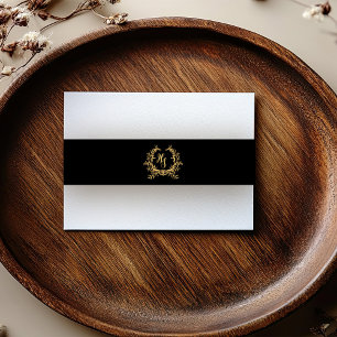 Bandeau De Faire-part Élégant Mariage Monogramme Noir/Or
