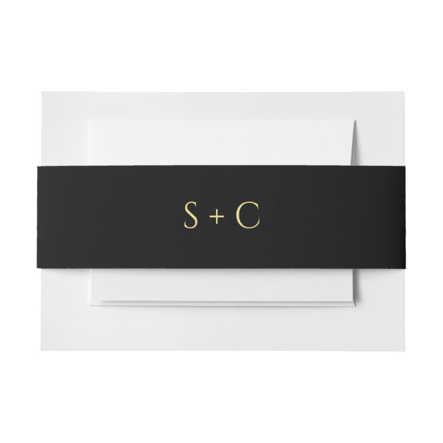 Bandeau De Faire-part Élégant Mariage noir monogramme (Devant Example)