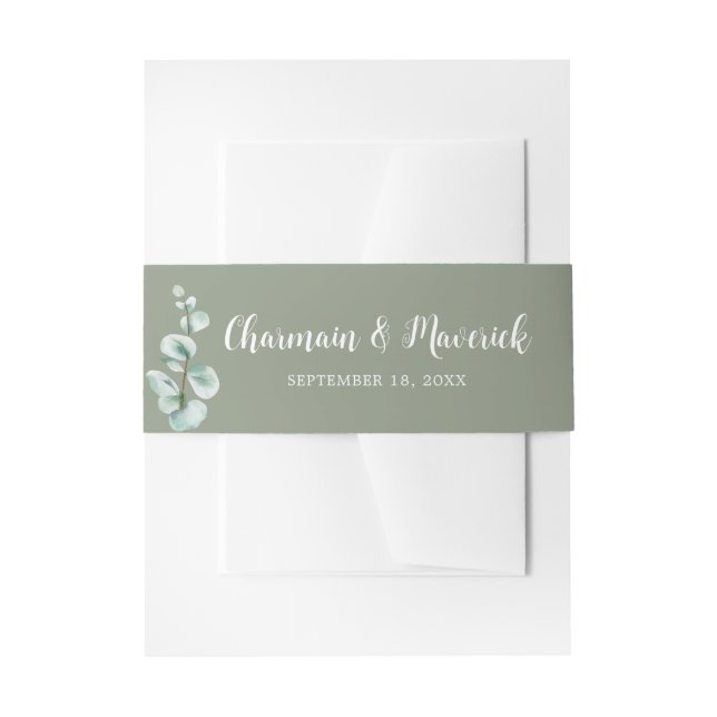 Bandeau De Faire-part Élégant Mariage vert Sage (Devant example)