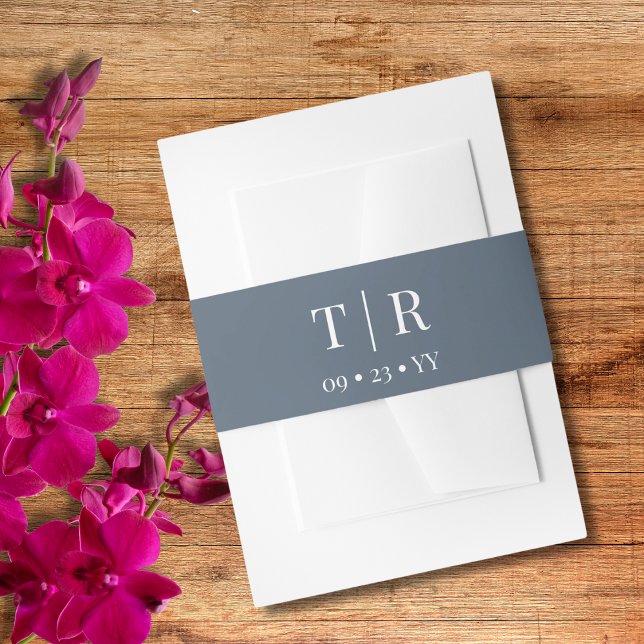 Bandeau De Faire-part Élégant minimaliste Dusty Mariage bleu (Créateur téléchargé)