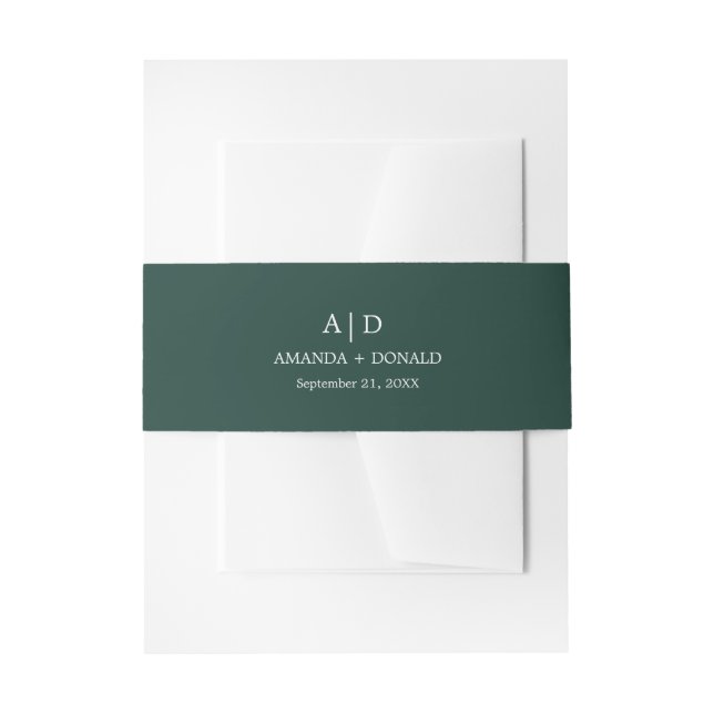 Bandeau De Faire-part Élégant minimaliste Emerald Green Monogram Mariage (Devant example)