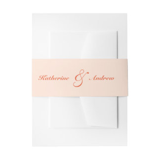Bandeau De Faire-part Élégant minimaliste moderne Monogram Peach Mariage
