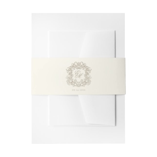 Bandeau De Faire-part Elegant Monogram Crest Ivory Wedding  (Devant example)