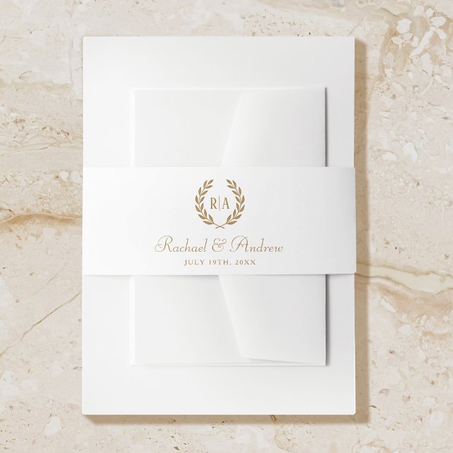 Bandeau De Faire-part Élégant Monogram Gold Mariage blanc (Créateur téléchargé)