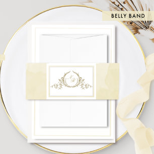 Bandeau De Faire-part Elégant Monogramme Champagne Aquarelle, Mariage