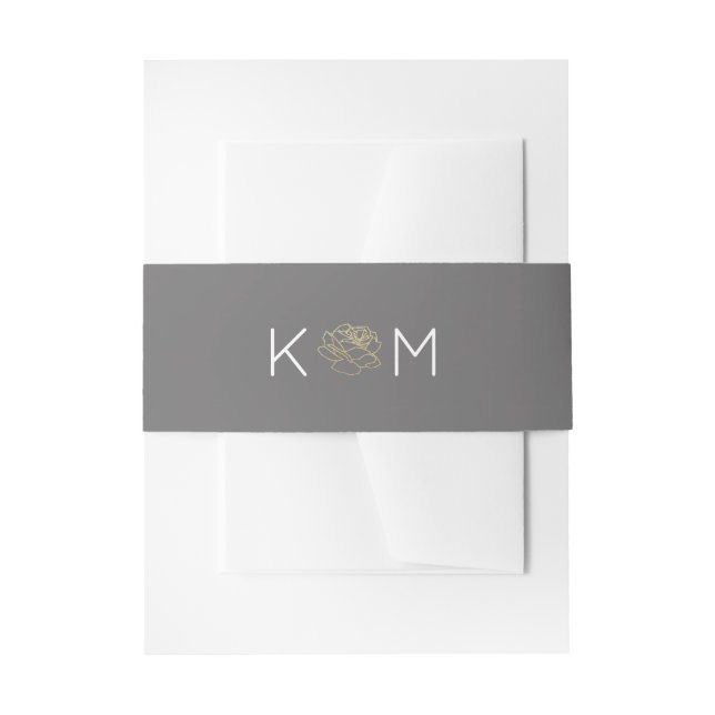 Bandeau De Faire-part élégant monogramme de mariage de fleur de rose (Devant example)