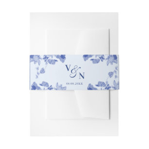 Bandeau De Faire-part Élégant Monogramme Dusty Blue Floral Mariage