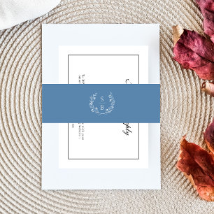 Bandeau De Faire-part Élégant monogramme Royal Blue Botanical Wreath