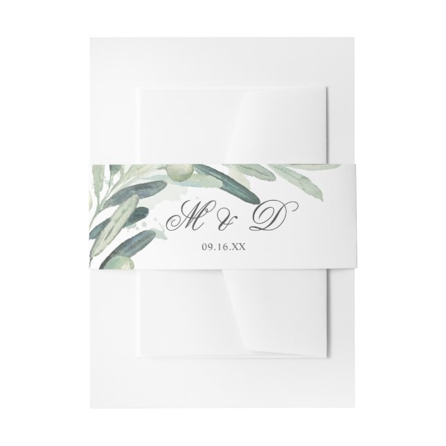 Bandeau De Faire-part Élégant Olive Sprig Branche Mariage de verdure (Devant example)