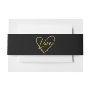 Bandeau De Faire-part Elégant or et cuivre Foil Love Black