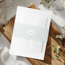 Bandeau De Faire-part Élégant Prépayé Rayures Bleu Français Monogramme