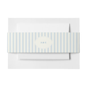 Bandeau De Faire-part Élégant Preppy Français Blue Stripes Monogramme