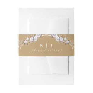 Bandeau De Faire-part Élégant Rose blanc et or Vintage Crest Mariage