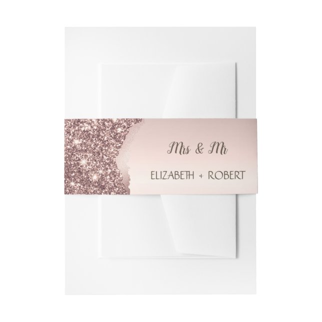 Bandeau De Faire-part Elegant Rose Gold Glitter Script  (Devant example)