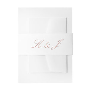 Bandeau De Faire-part Élégant Rose Gold Script Monogramme Mariage blanc