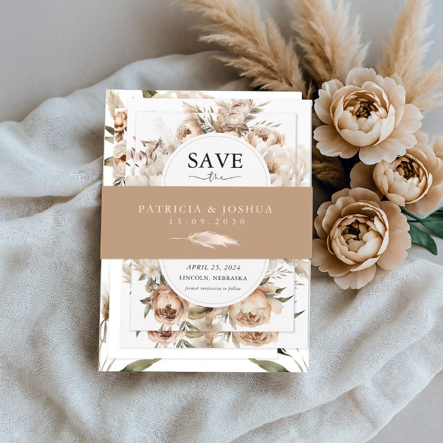 Bandeau De Faire-part Elegant Rustic Boho Wedding Invitation Belly Band (Créateur téléchargé)
