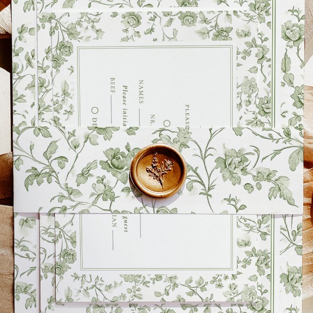 Bandeau De Faire-part Elegant Sage Chinoiserie Mariage (Créateur téléchargé)