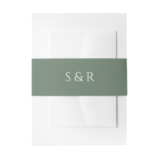Bandeau De Faire-part Elegant Sage Green Monogram Invitation