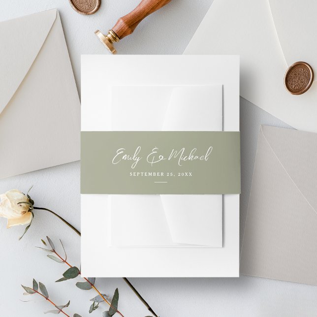 Bandeau De Faire-part Élégant Sage Green Script Mariage minimal (Créateur téléchargé)