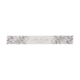Bandeau De Faire-part Élégant Simple Avec Fleurs D'Art En Ligne Et Bordu
