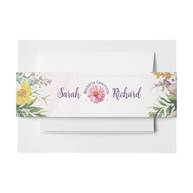 Bandeau De Faire-part Elegant Spring Wildflower Floral Wedding (Devant Example)