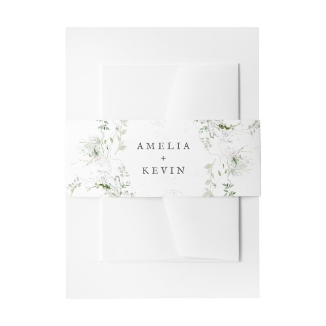 Bandeau De Faire-part Elégant Terrain vert Aquarelle Noms Mariage (Devant example)