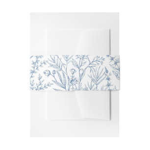 Bandeau De Faire-part Elégant Toile Bleue Français Floral