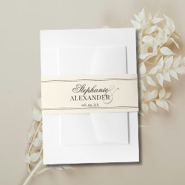 Bandeau De Faire-part Elegant Vintage Black & Ivory Old Money Wedding