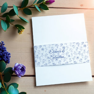 Bandeau De Faire-part Elégant Vintage Romance Dusty Blue Floral Mariage