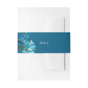 Bandeau De Faire-part Elégante aquarelle bleu Indigo Floral peinte à la