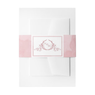 Bandeau De Faire-part Elégante aquarelle Dusty Rose, Mariage Monogramme