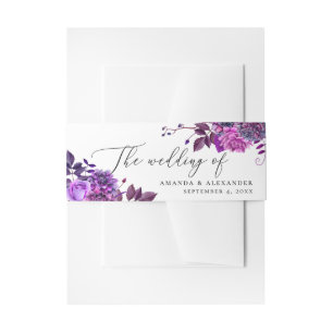 Bandeau De Faire-part Elégante aquarelle violet violet mariage floral