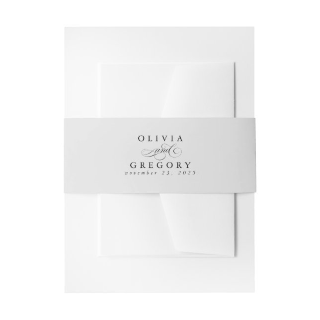 Bandeau De Faire-part Élégante calligraphie moderne Mariage gris clair (Devant example)