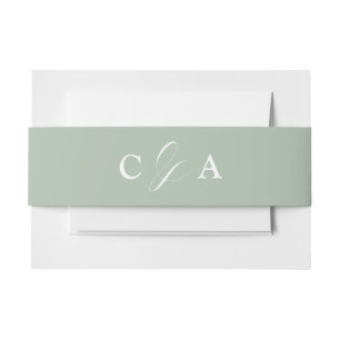 Bandeau De Faire-part Élégante calligraphie Sage Green Mariage Belly Ban
