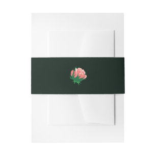 Bandeau De Faire-part Élégante Camellie rose sur vert