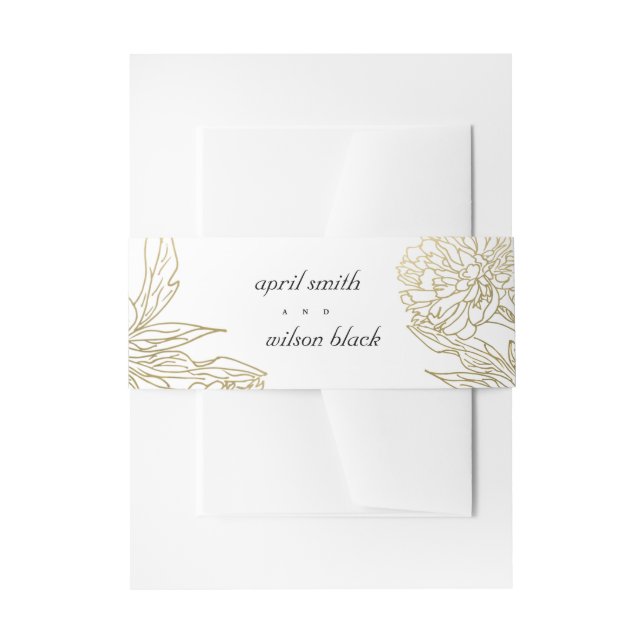 BANDEAU DE FAIRE-PART ÉLÉGANTE CLASSE LUXE GOLD FOIL MARIAGE FLORAL (Devant example)