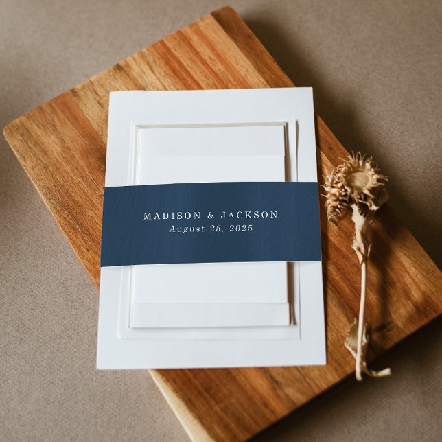 Bandeau De Faire-part Elégante couleur marine Mariage personnalisé (Créateur téléchargé)