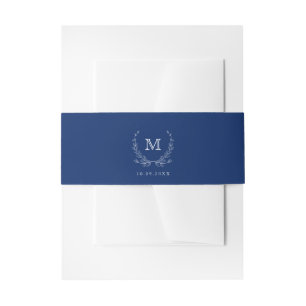 Bandeau De Faire-part Élégante couronne de monogramme minimale Bleu Ma