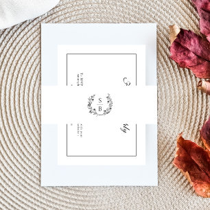 Bandeau De Faire-part Élégante couronne végétale Monogramme