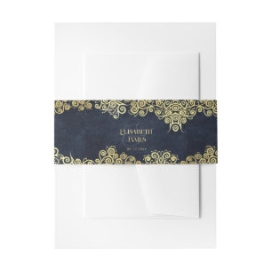 Bandeau De Faire-part Elégante Marine Baroque Et Mariage Chic Gold Class