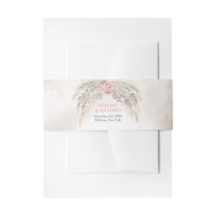 Bandeau De Faire-part Élégante pampa rose pâle et verte sauge