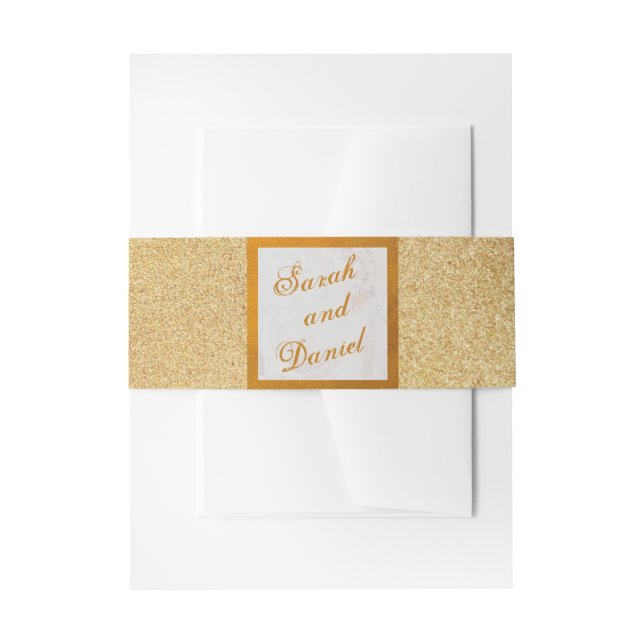 Bandeau De Faire-part Elégante Parties scintillant Faux Gold Foil Marble (Devant example)