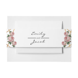 Bandeau De Faire-part Elégante Parties scintillant or Mariage floral ros