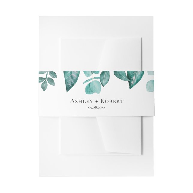 Bandeau De Faire-part Elégante verdure Turquoise Aquarelle Mariage moder (Devant example)