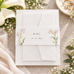 Bandeau De Faire-part Élégantes Initiales de Mariage au Lys de Calla Min
